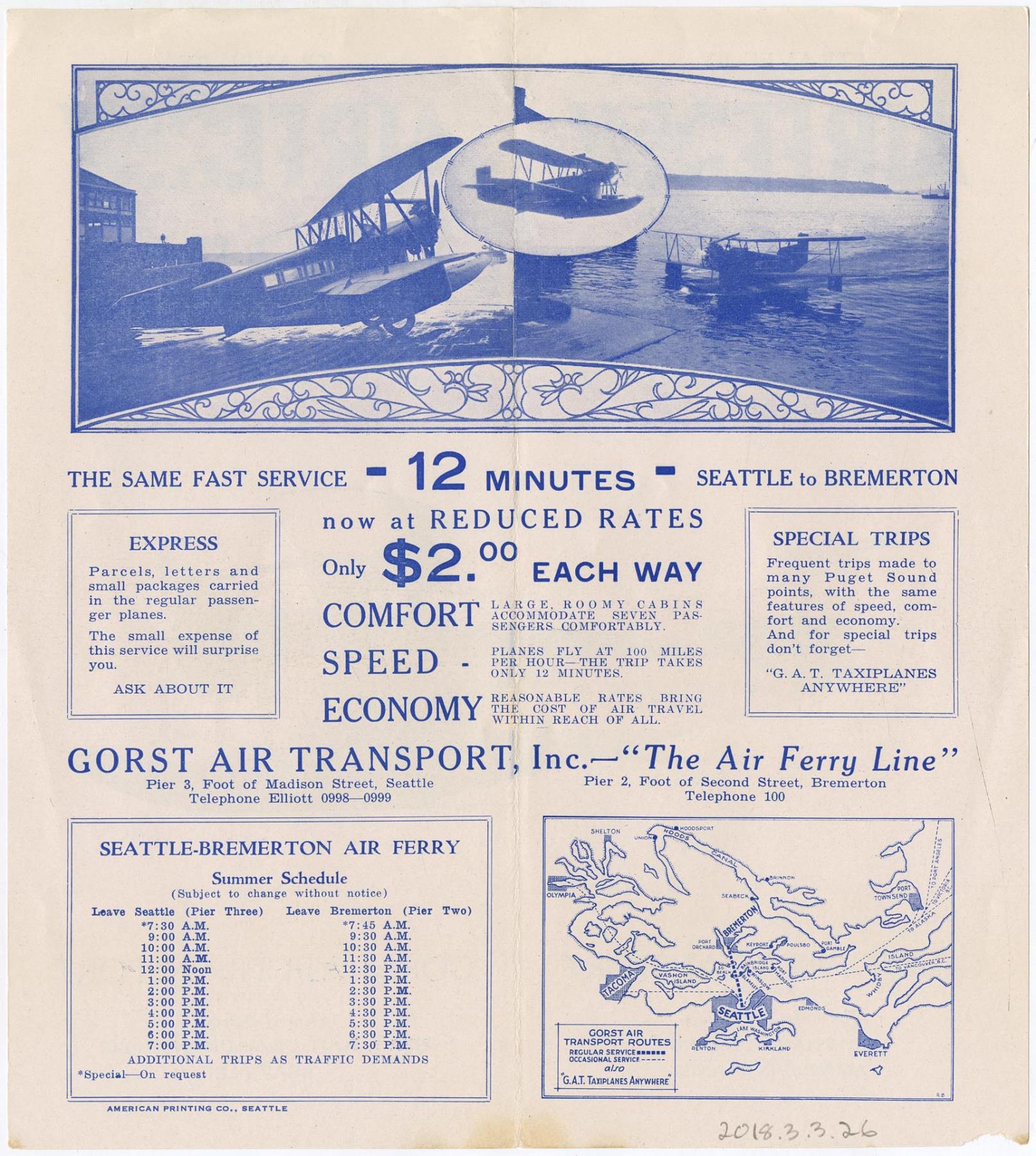 Image of Gorst Air Transport Air Ferry brochure, circa 1928
