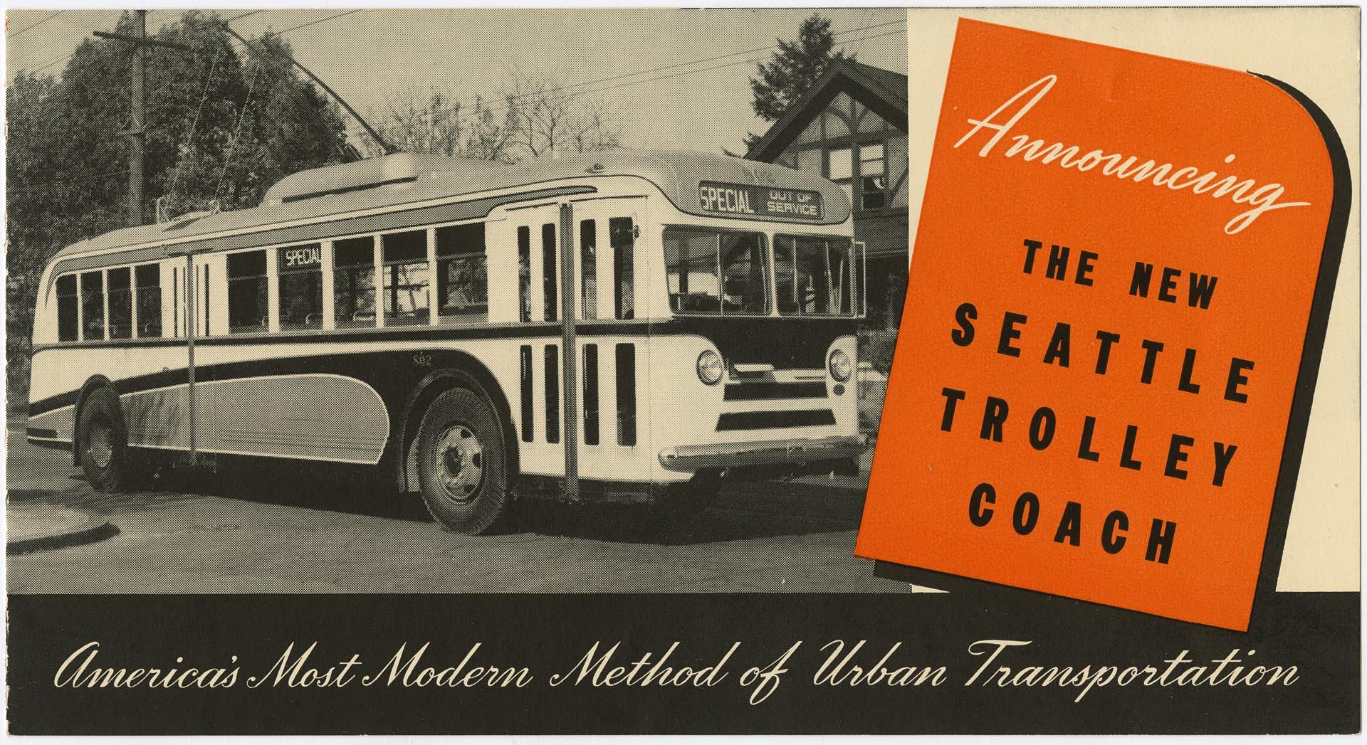 Image of Seattle trolley coach brochure, 1940