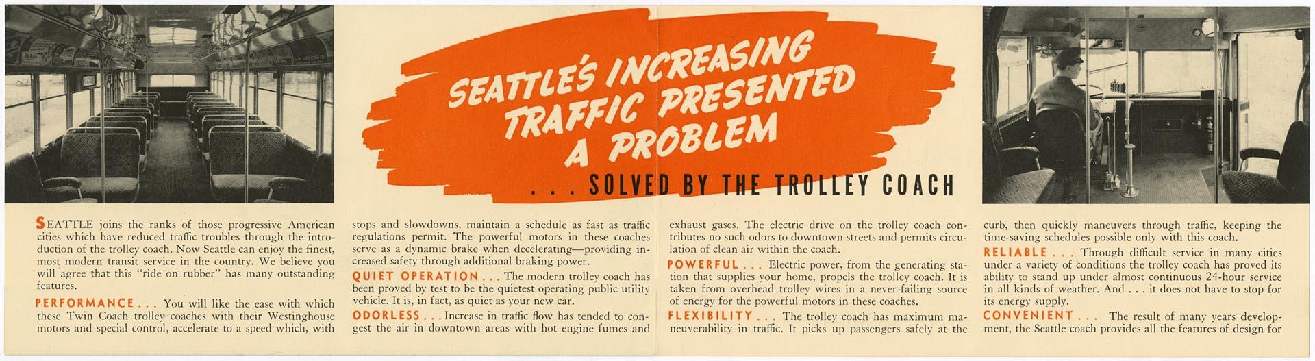 Image of Seattle trolley coach brochure, 1940