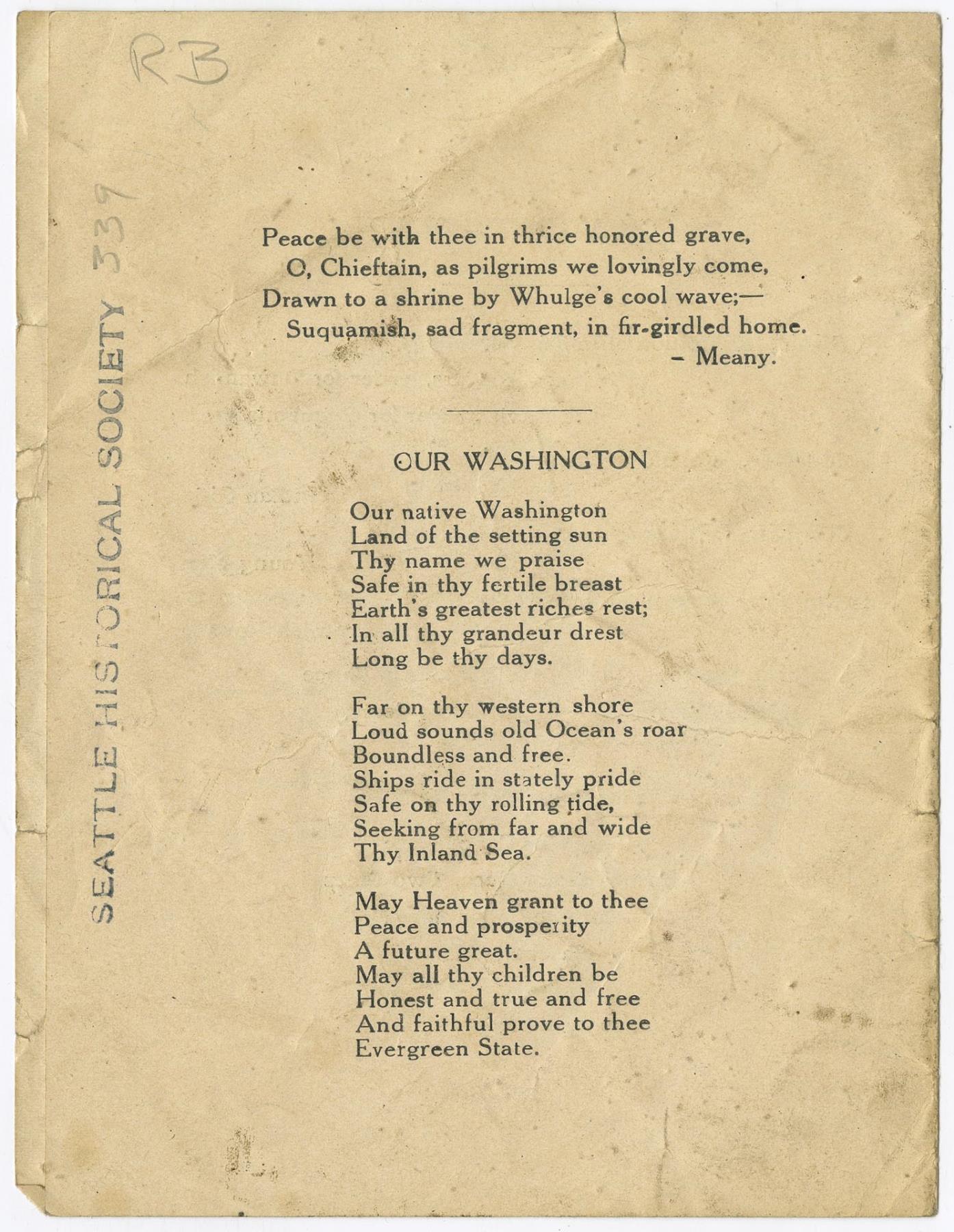 Image of Chief Seattle Day program, 1915