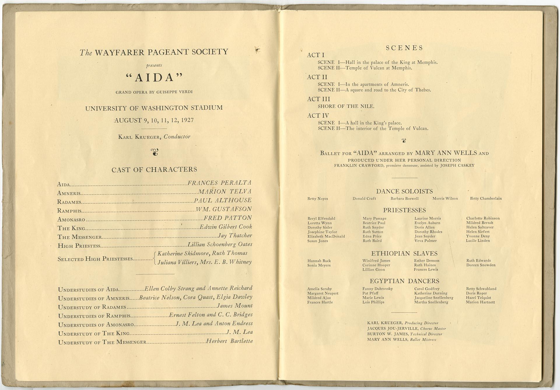Image of Aida program, August 1927