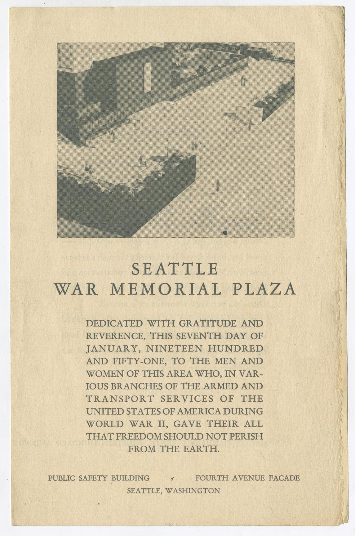Image of Seattle War Memorial Plaza opening program, January 1951
