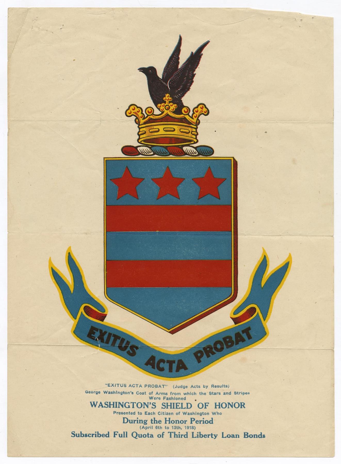 Image of Washington's Shield of Honor certificate, 1918