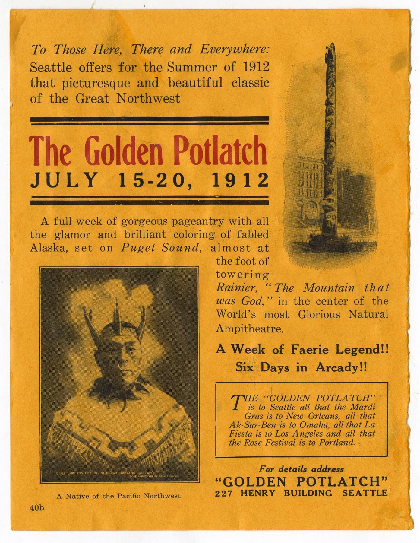 Image of Golden Potlatch advertisement, 1912