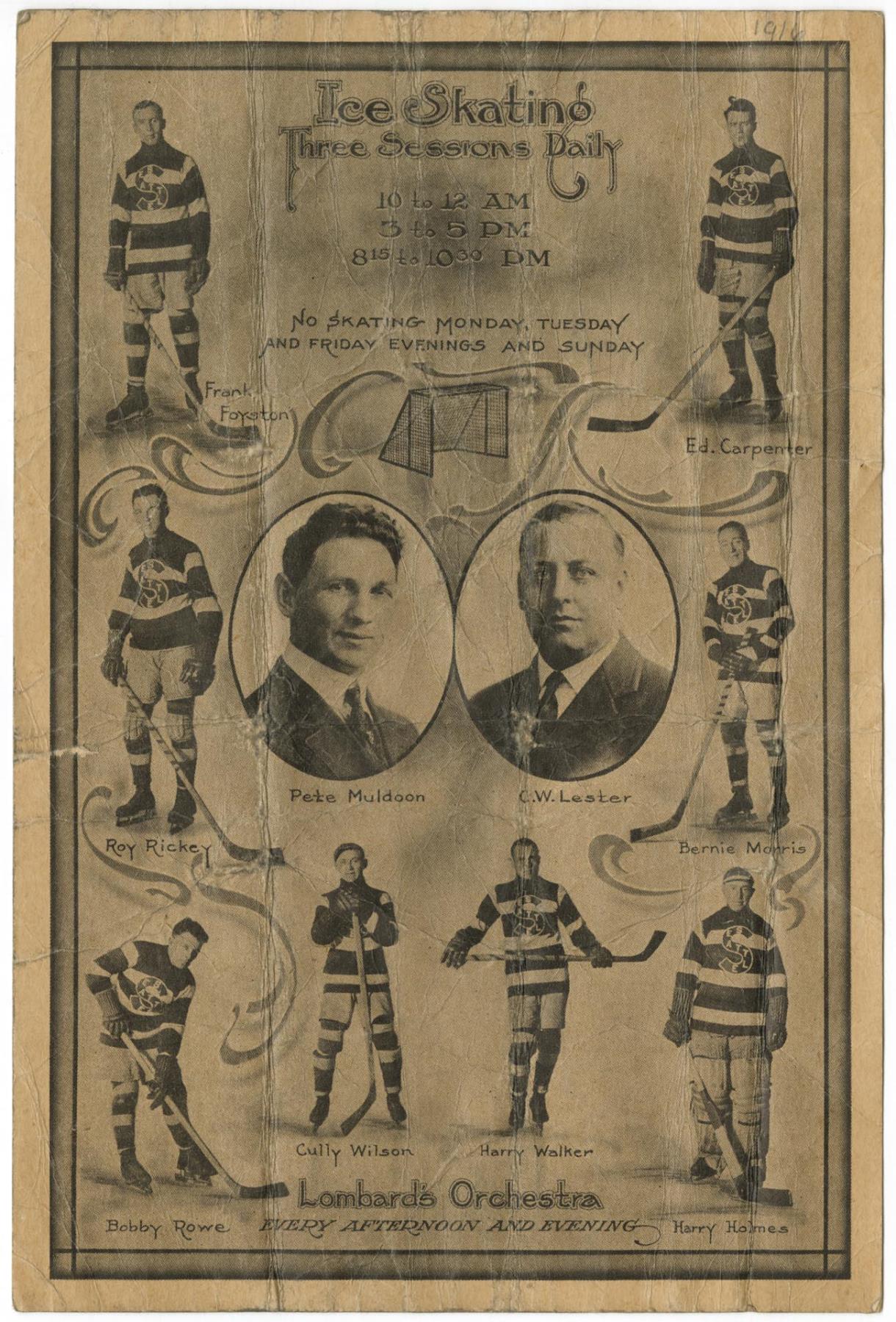 Image of Seattle Metropolitans hockey score card, December 5, 1916