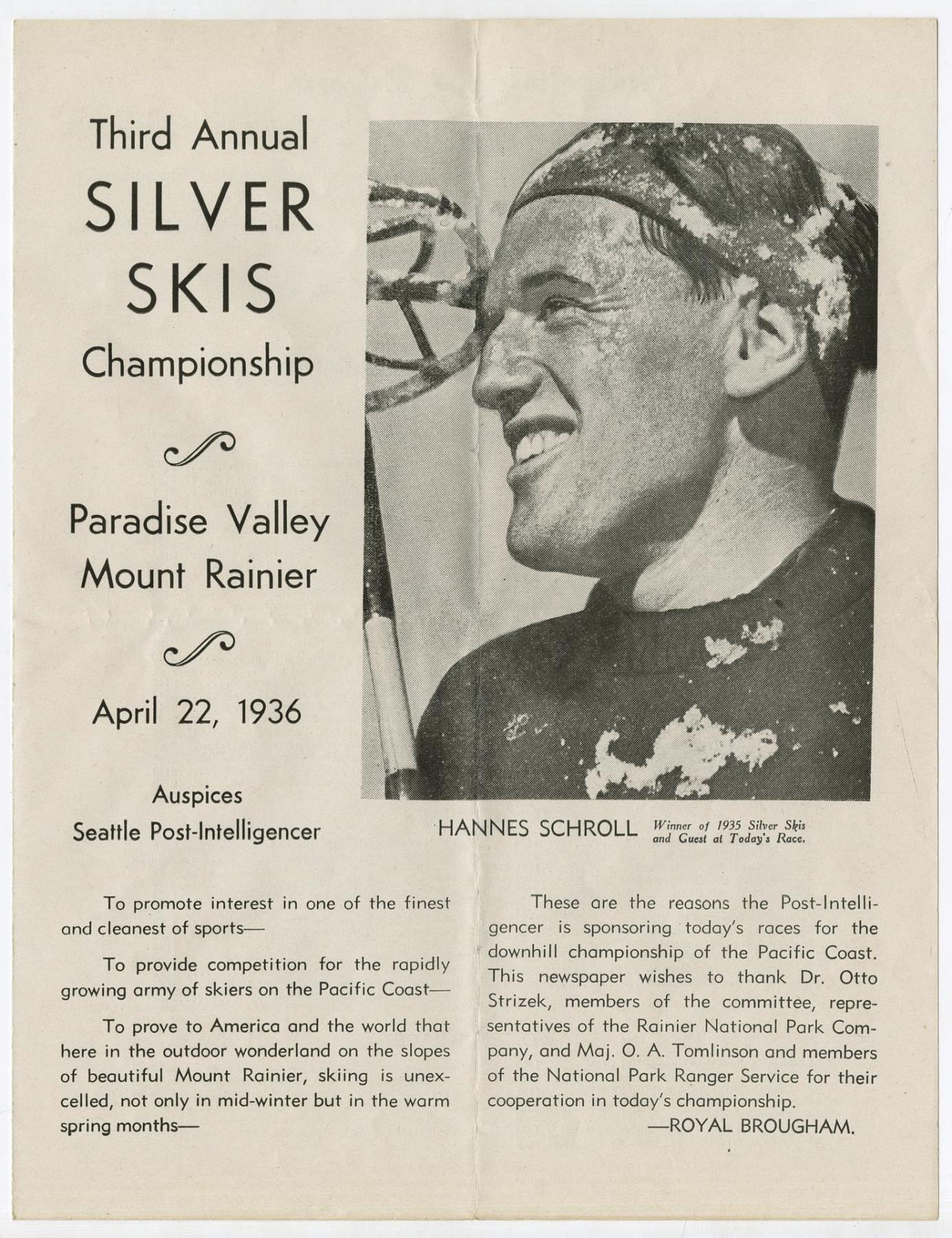 Image of Silver Skis program, 1936