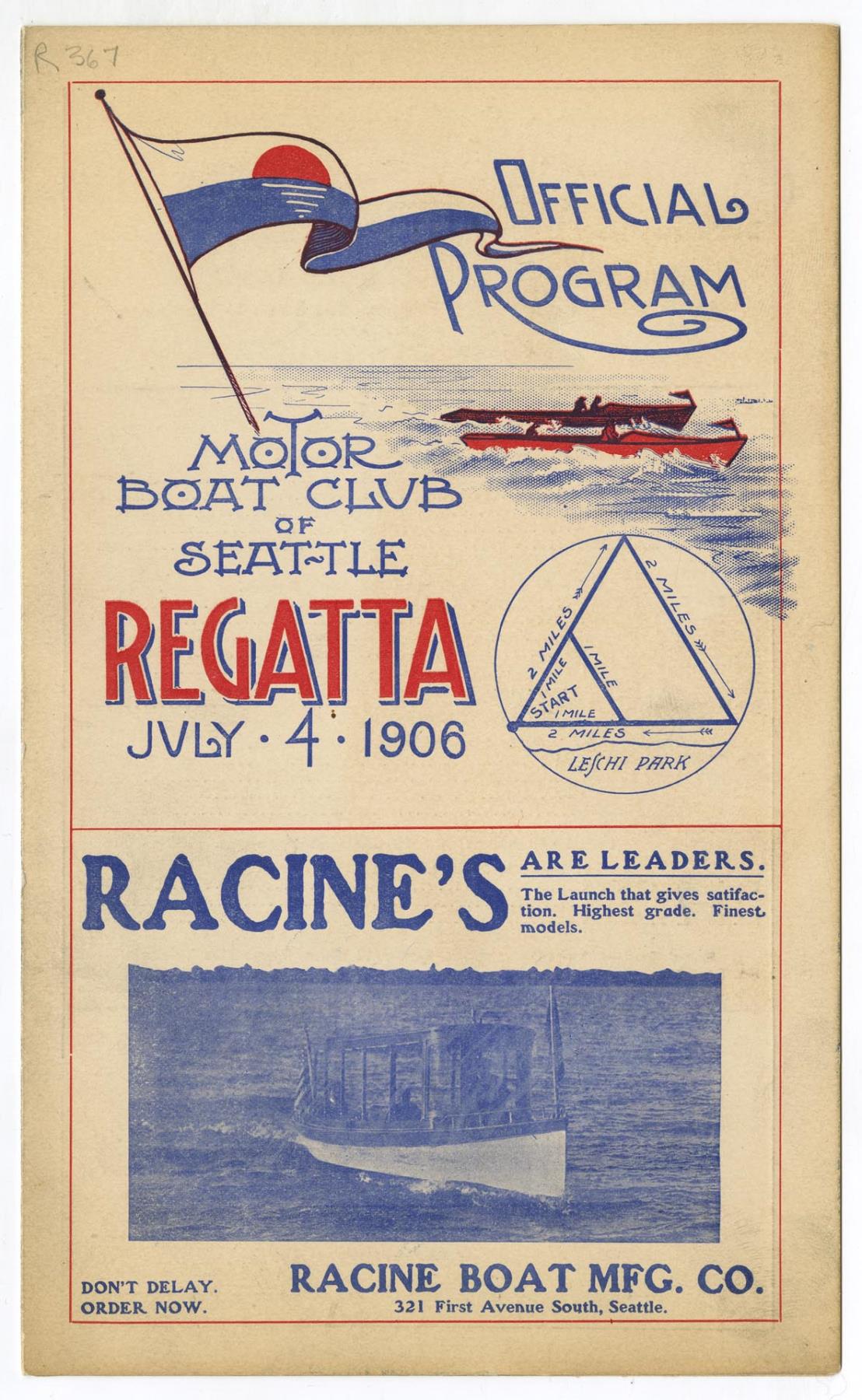 Image of Motor Boat Club regatta program, July 4, 1906
