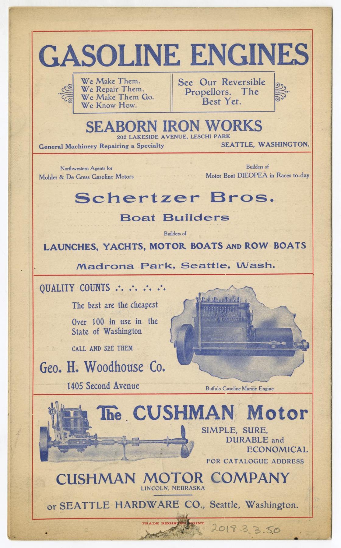 Image of Motor Boat Club regatta program, July 4, 1906
