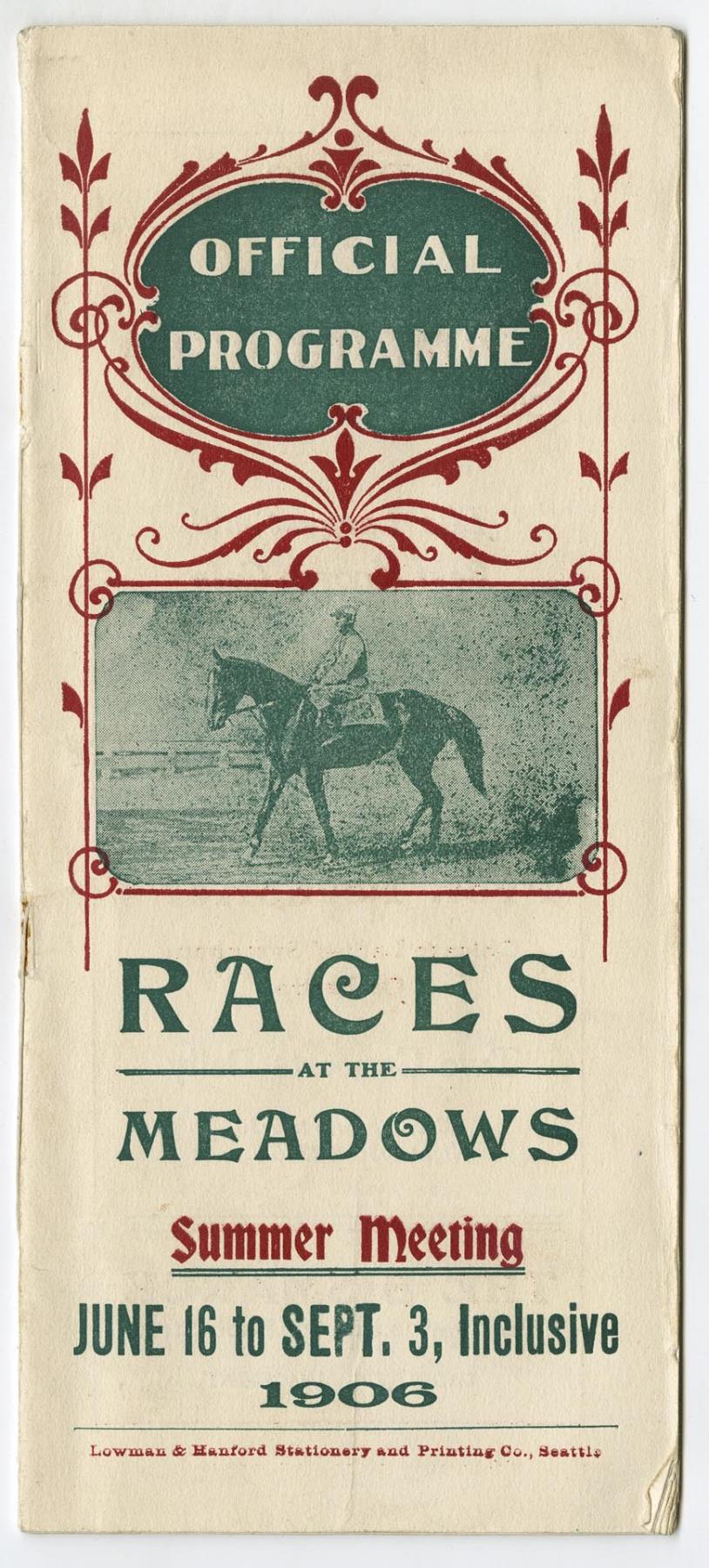 Image of Races at the Meadows program, August 3, 1906