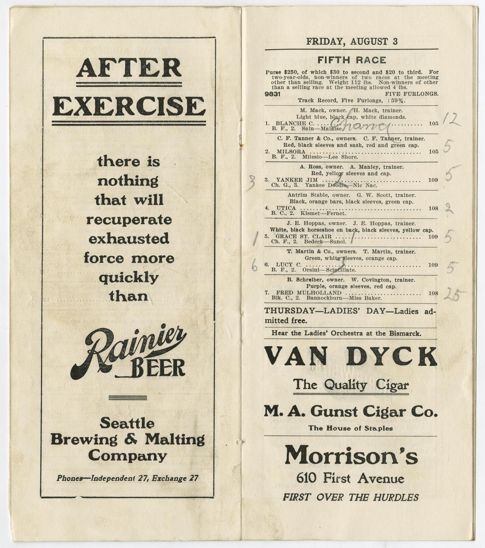 Image of Races at the Meadows program, August 3, 1906