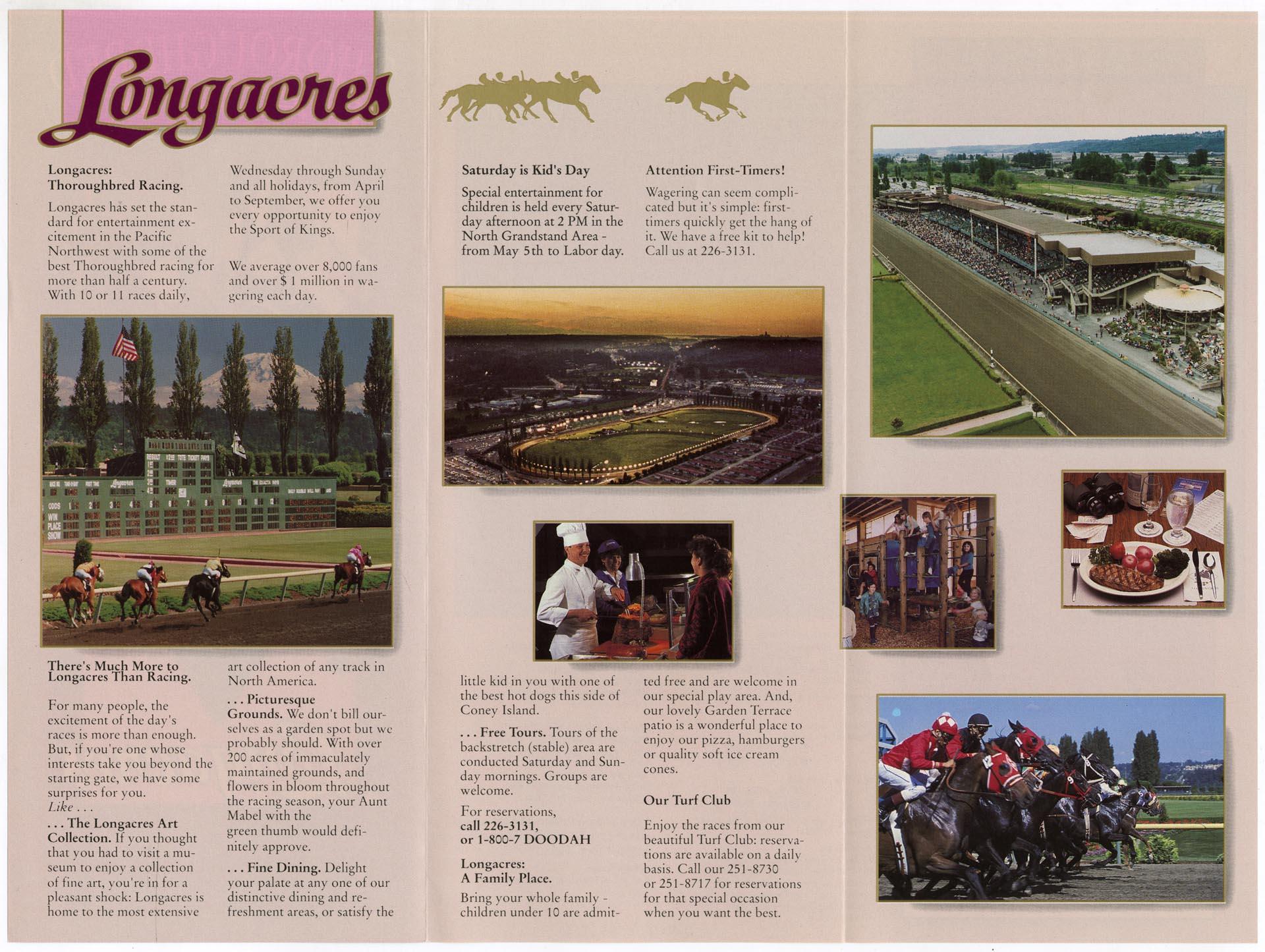 Image of Longacres Thoroughbred Racing brochure, 1990