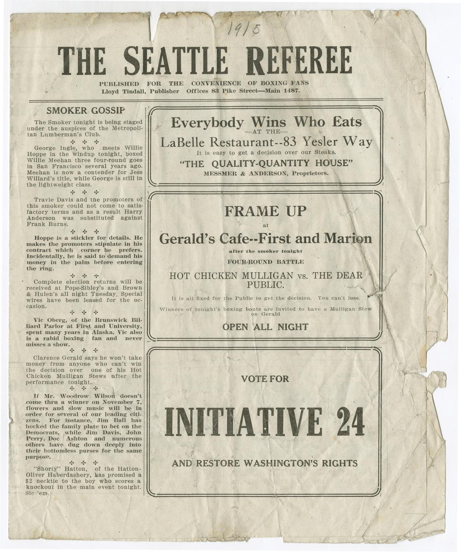 Image of The Seattle Referee, November 3, 1916