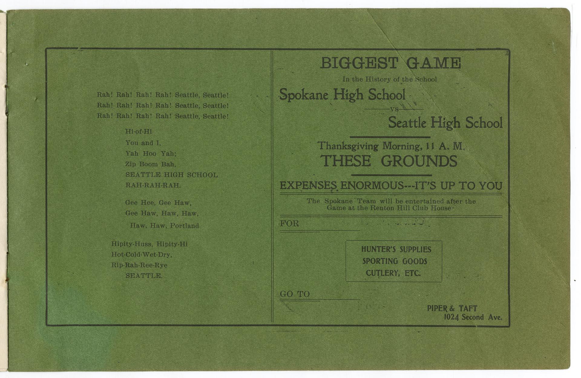 Image of High school football program, November 21, 1903