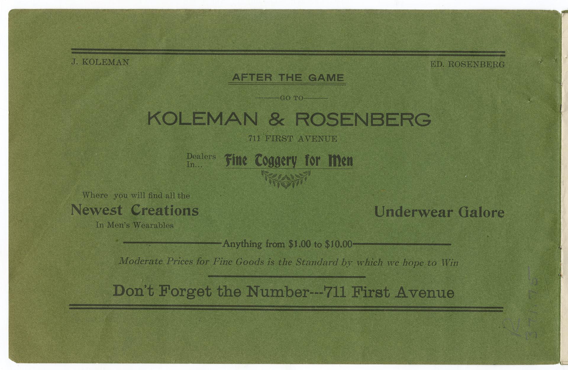 Image of High school football program, November 21, 1903