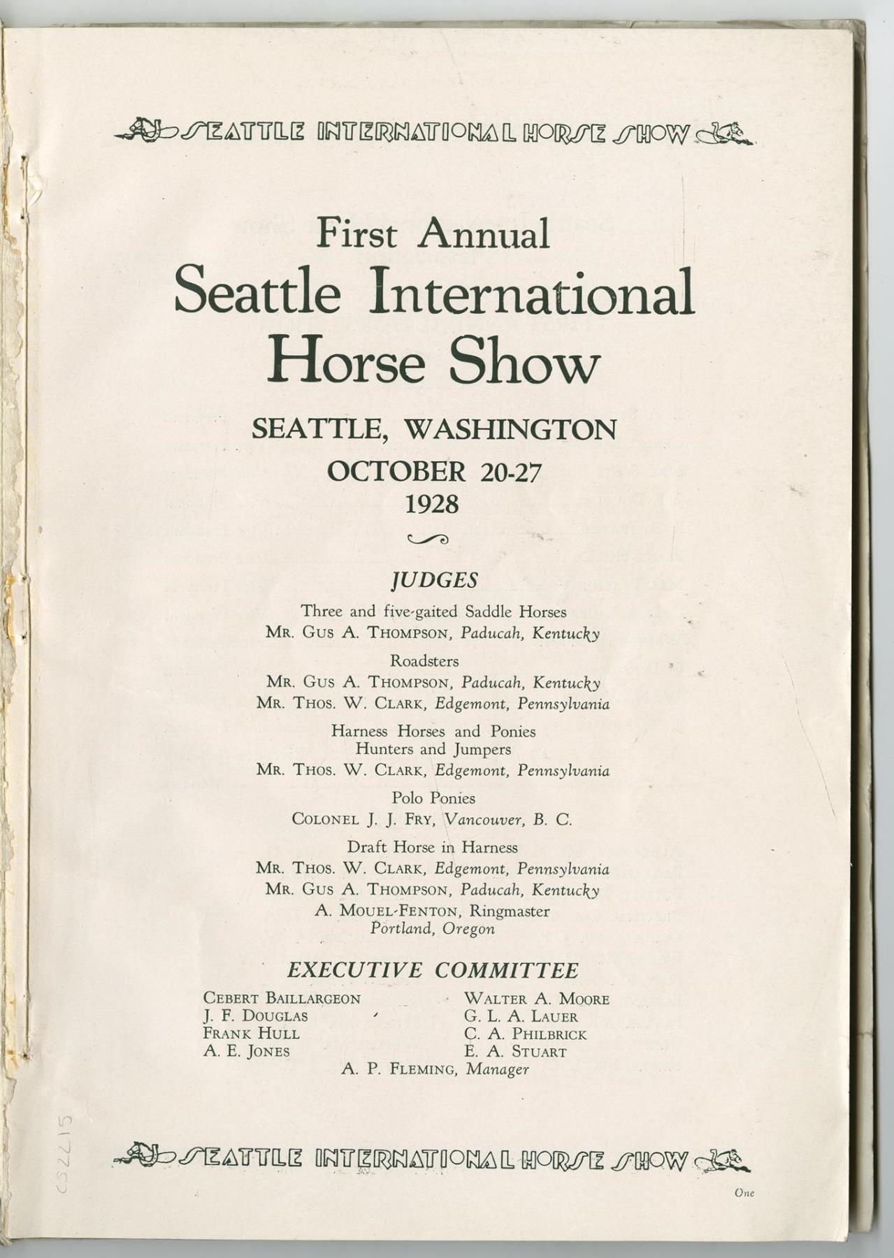 Image of Seattle International Horse Show program, October 1928