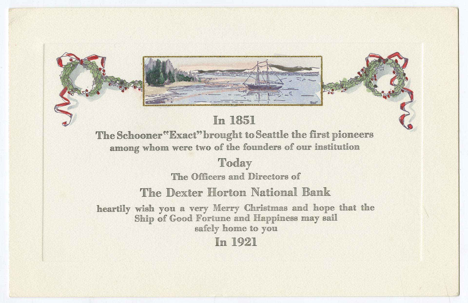 Image of Dexter Horton National Bank Christmas card, 1920