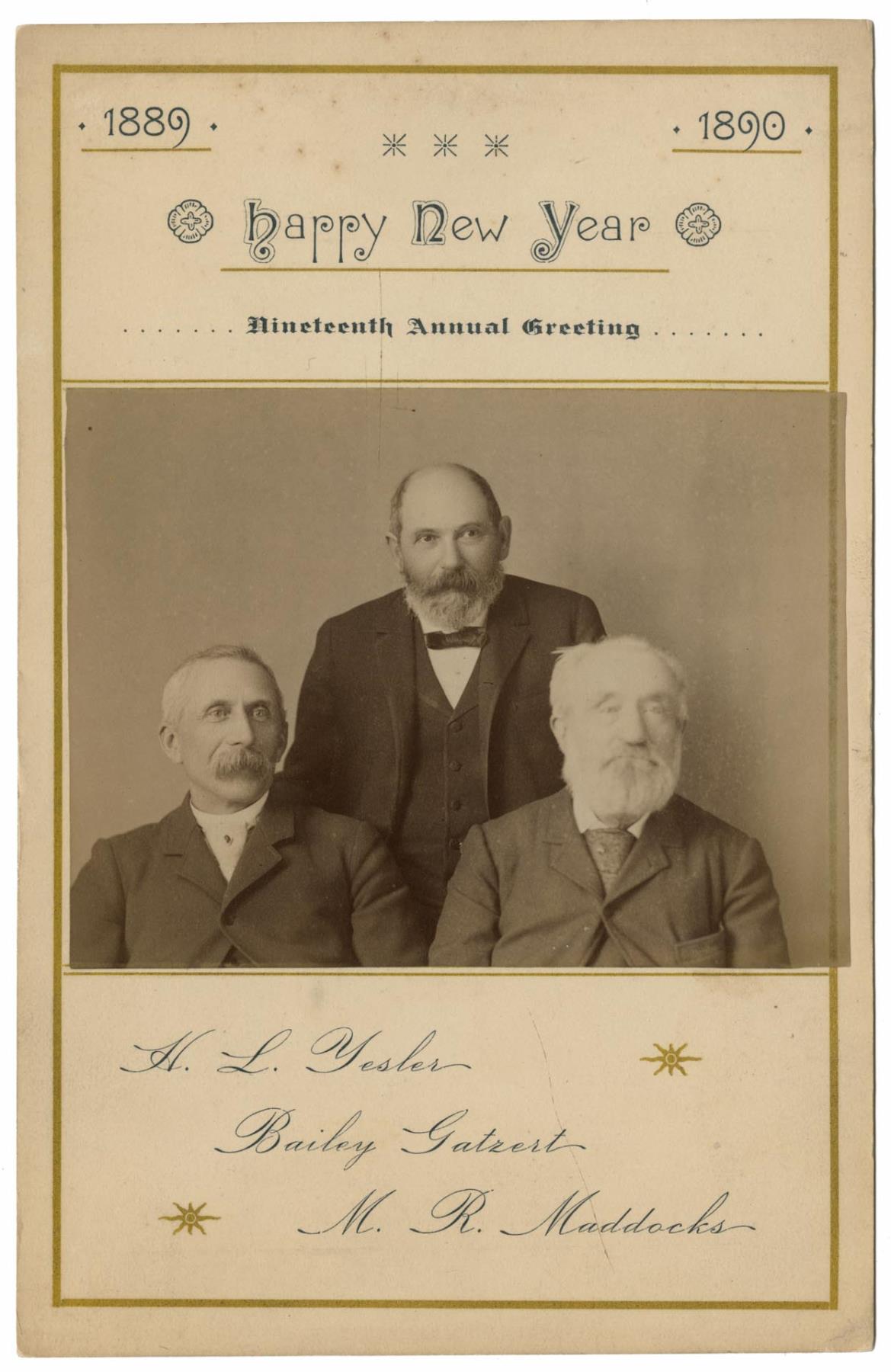 Image of New Year's Day greeting card, January 1, 1890