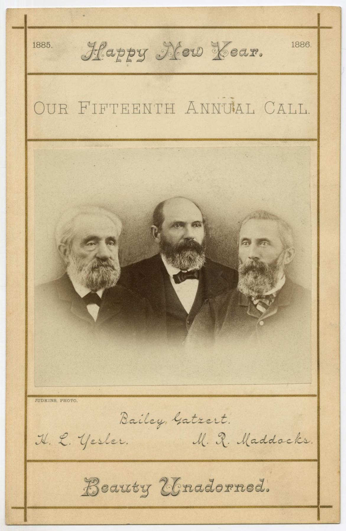 Image of New Year's Day greeting card, January 1, 1886