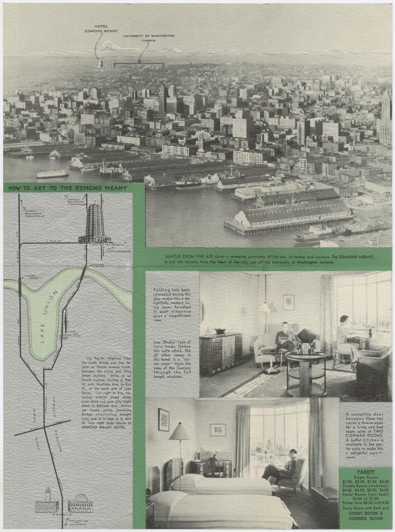 Image of Edmund Meany Hotel brochure, circa 1940
