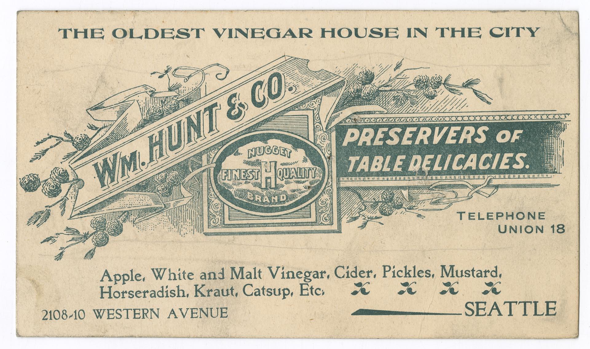 Image of Wm. Hunt & Co. business card, 1904