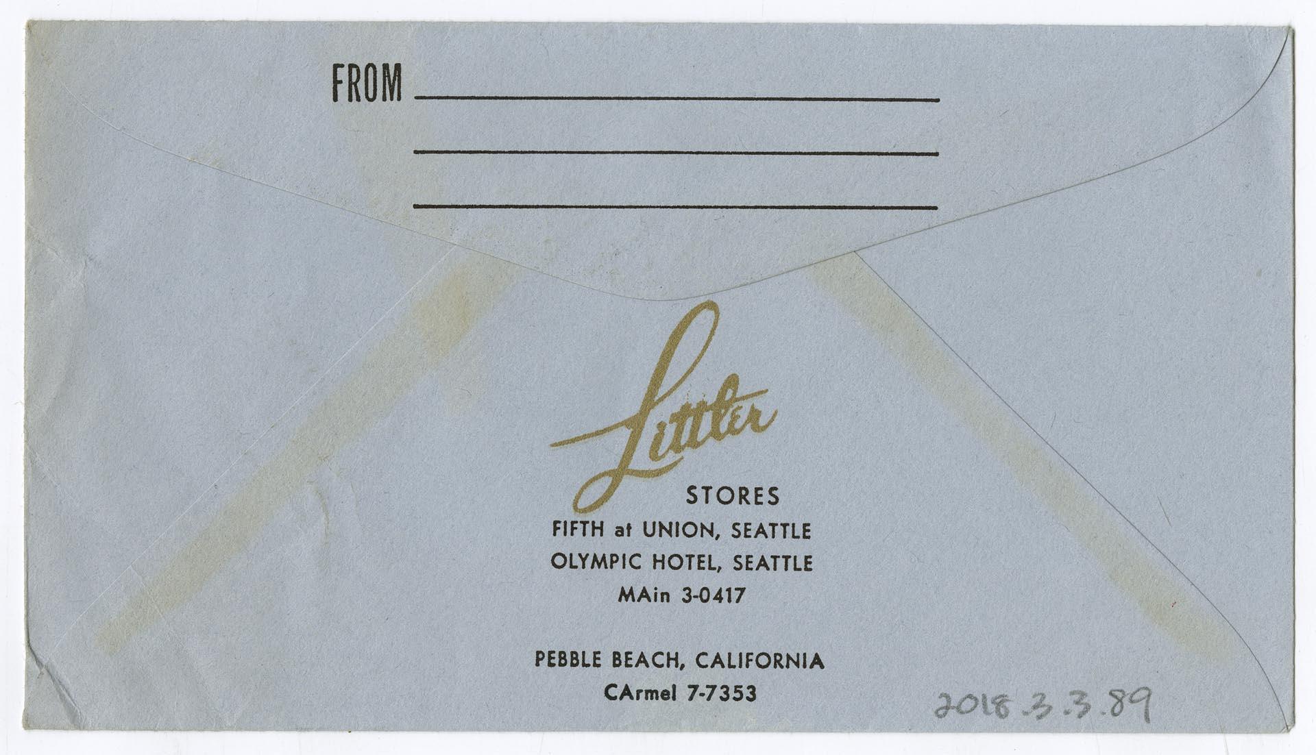 Image of Littler Stores envelope, circa 1950