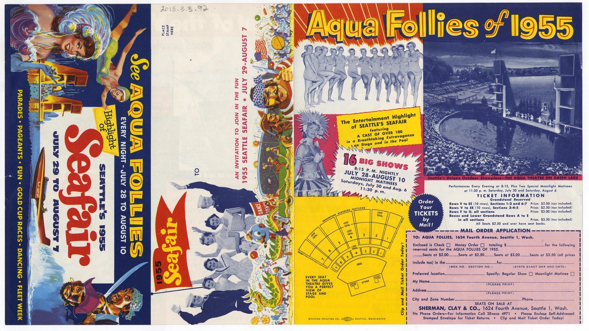 Image of Aqua Follies ticket order form, 1955