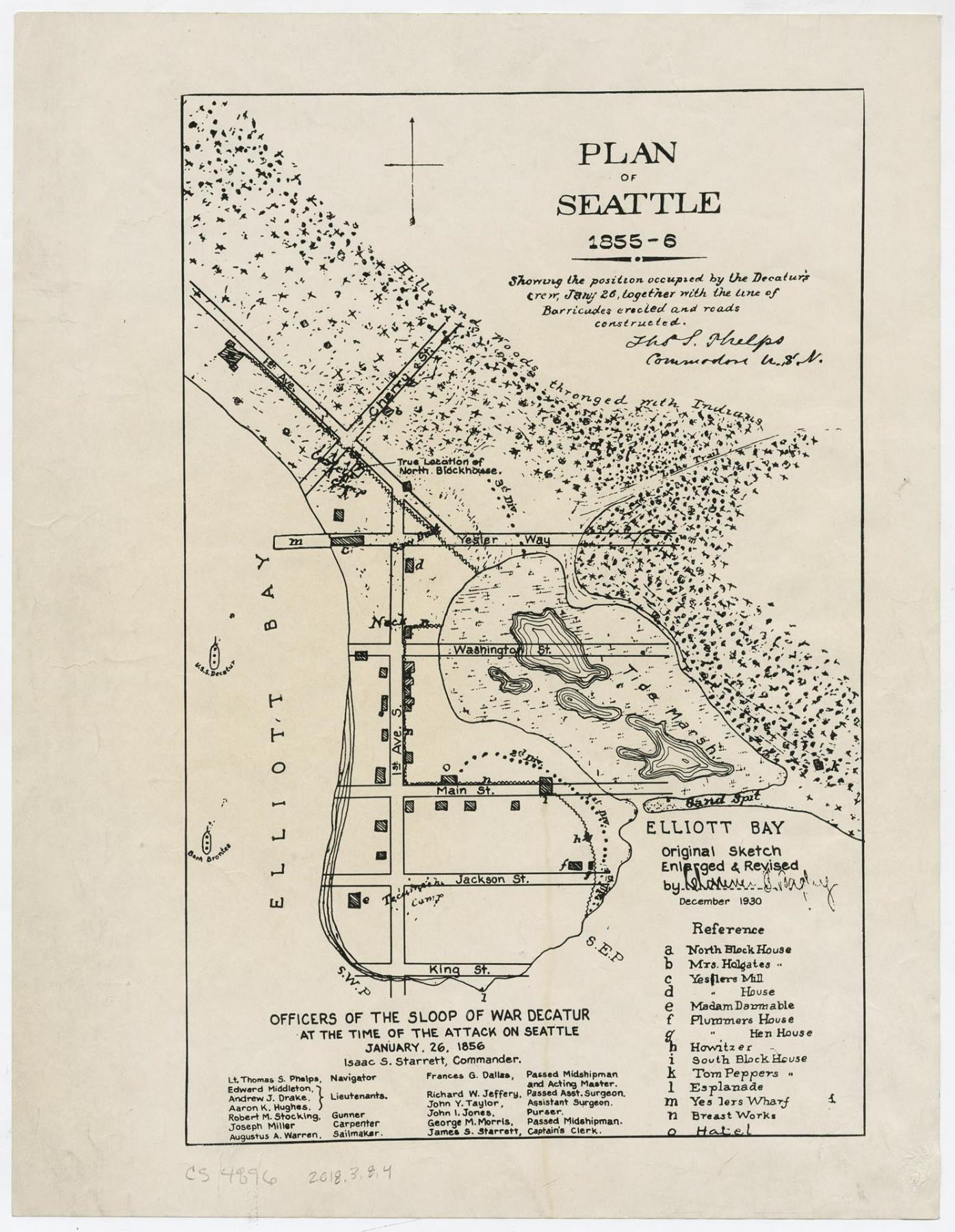 Image of Plan of Seattle in 1855-6, revised 1930