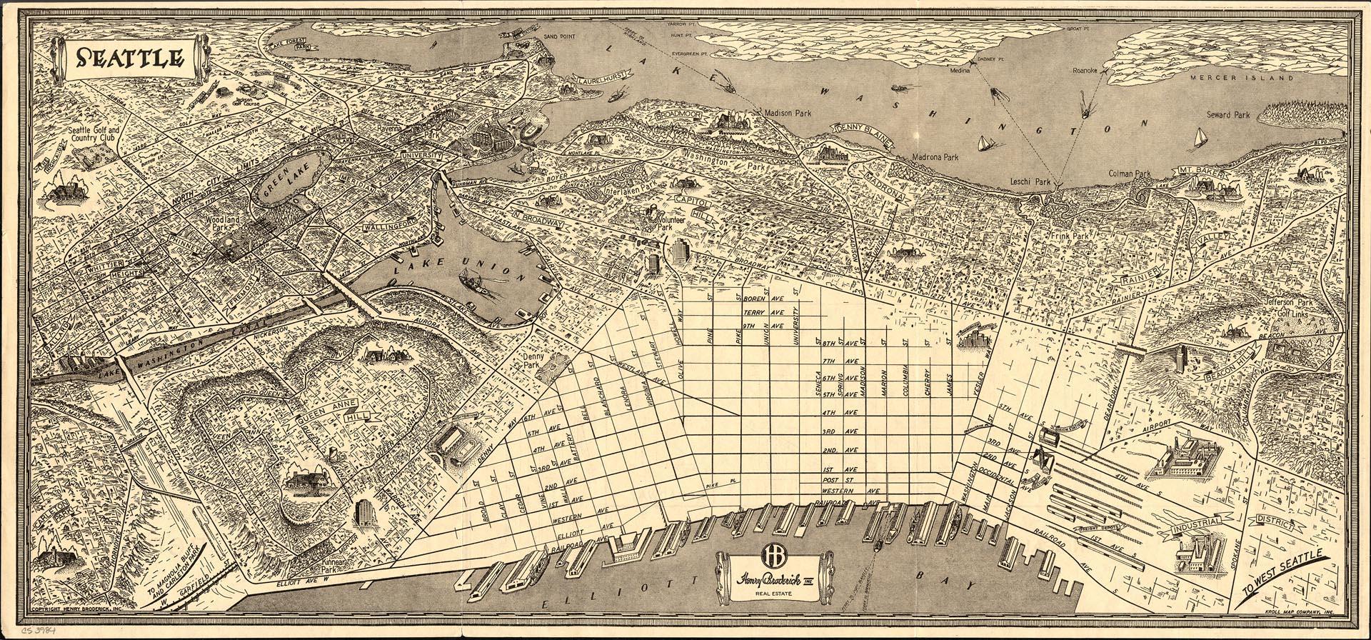 Image of Map of Seattle with illustrations, 1936