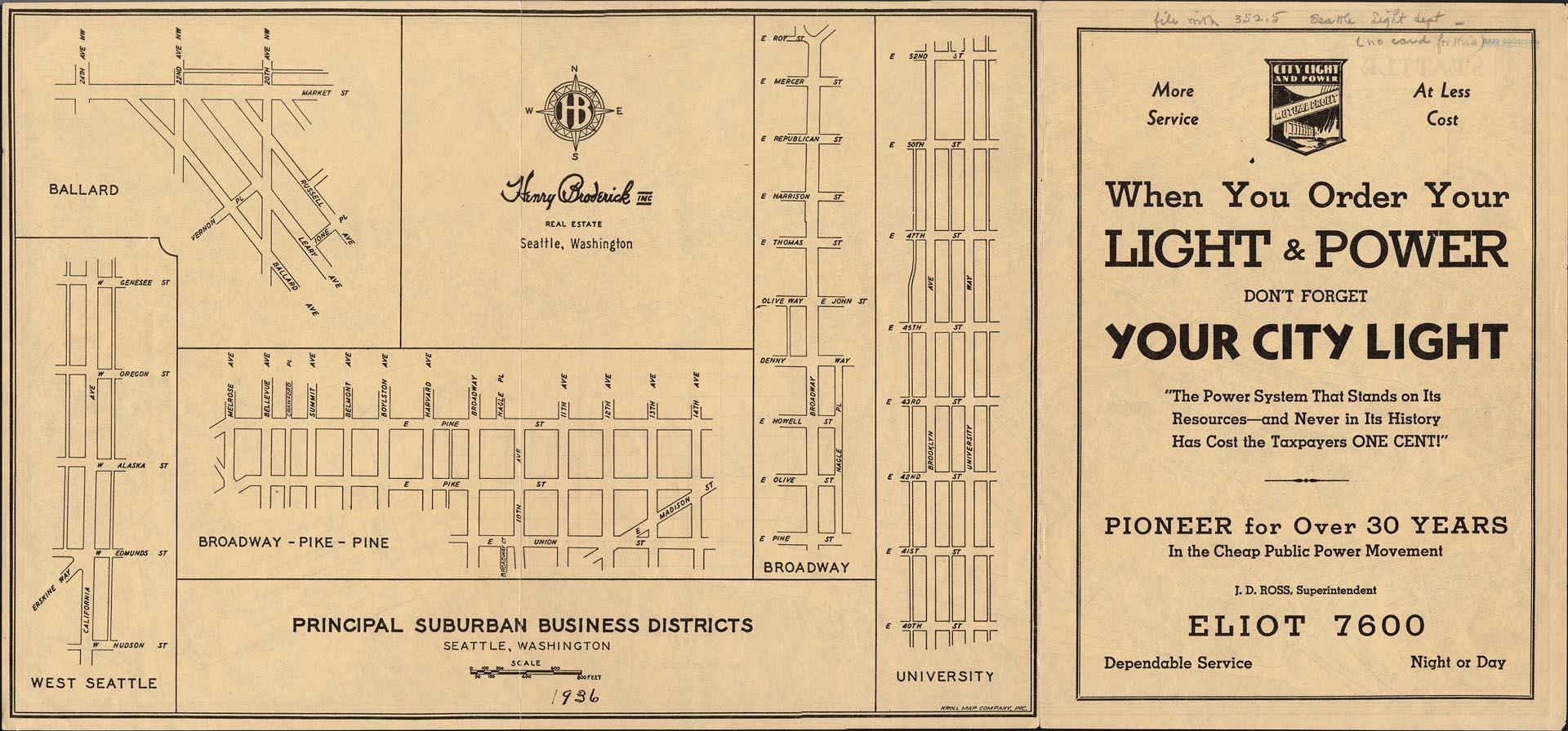 Image of Map of Seattle with illustrations, 1936