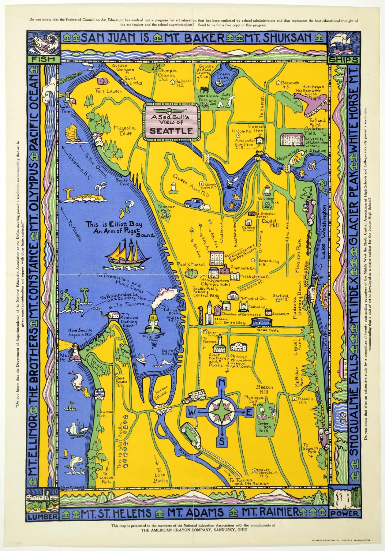 Image of Sea Gull's View of Seattle map, 1927