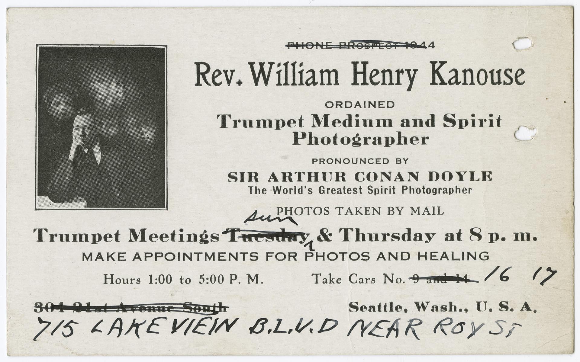 Image of Rev. William Henry Kanouse business card, circa 1933