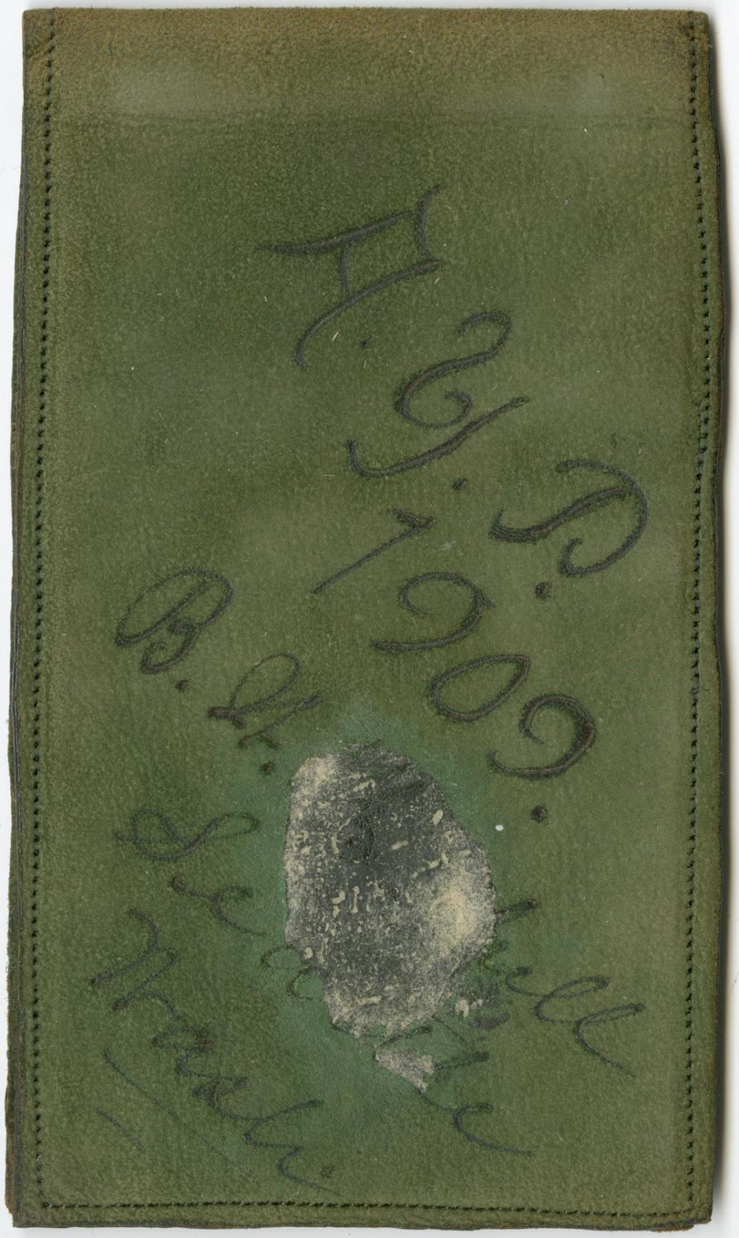 Image of AYPE monthly pass in a handmade holder, Seattle, 1909