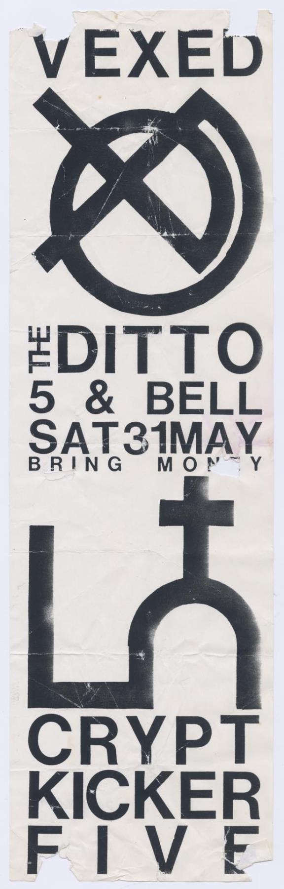 Image of Vexed and Crypt Kicker Five concert poster, May 31, 1986