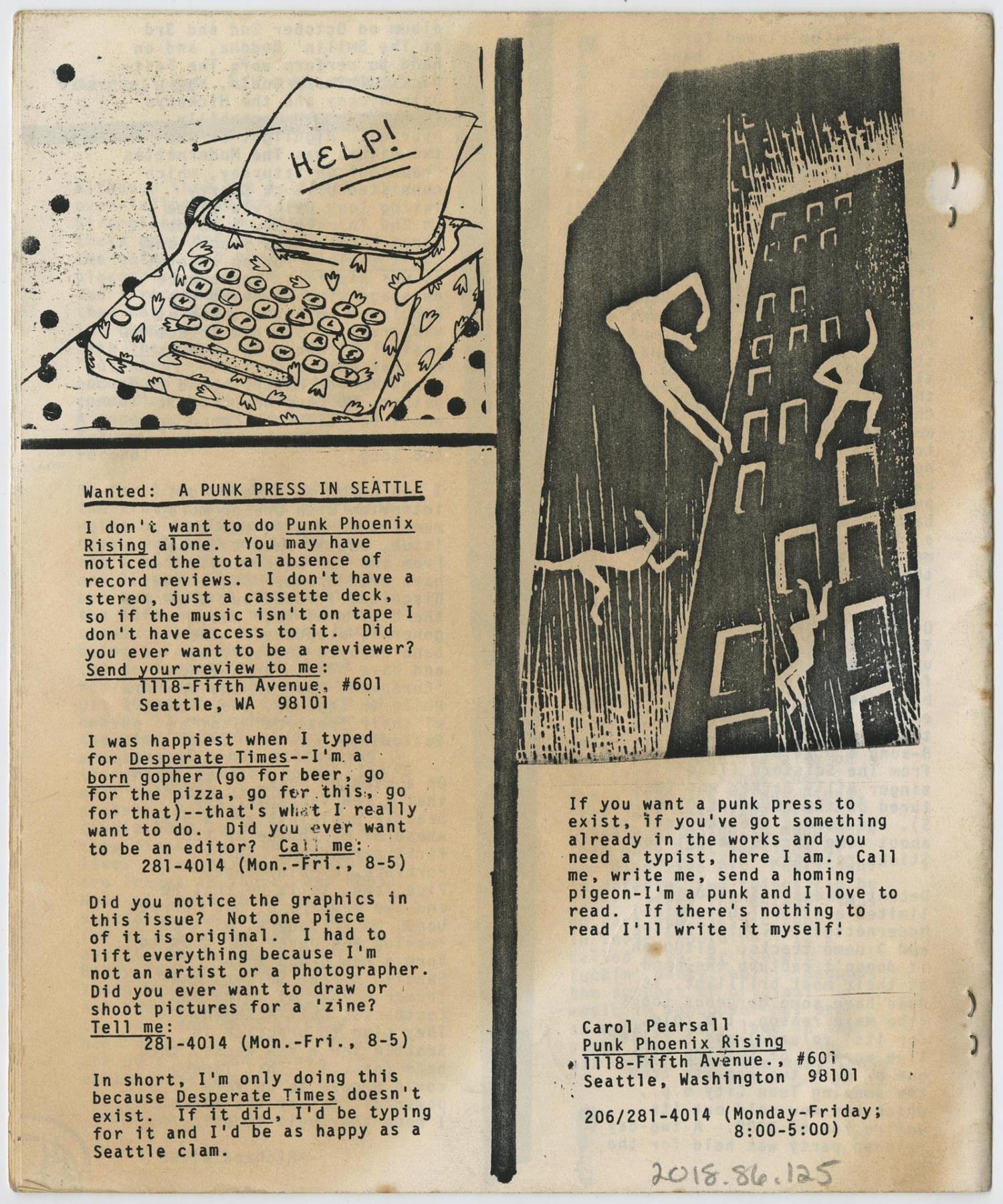 Image of Punk Phoenix Rising fanzine, November 1981