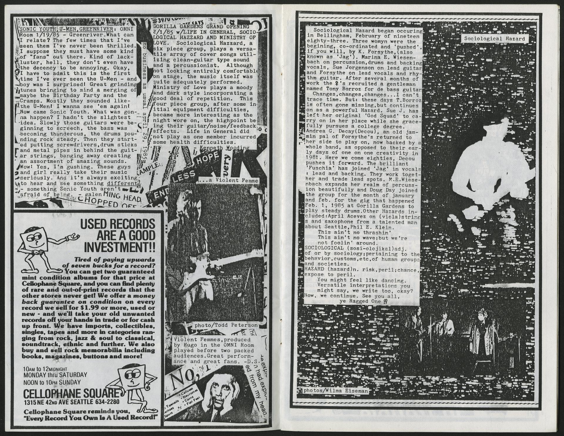 Image of Subcharge, news magazine of Rock Theatre, Seattle, February 1985