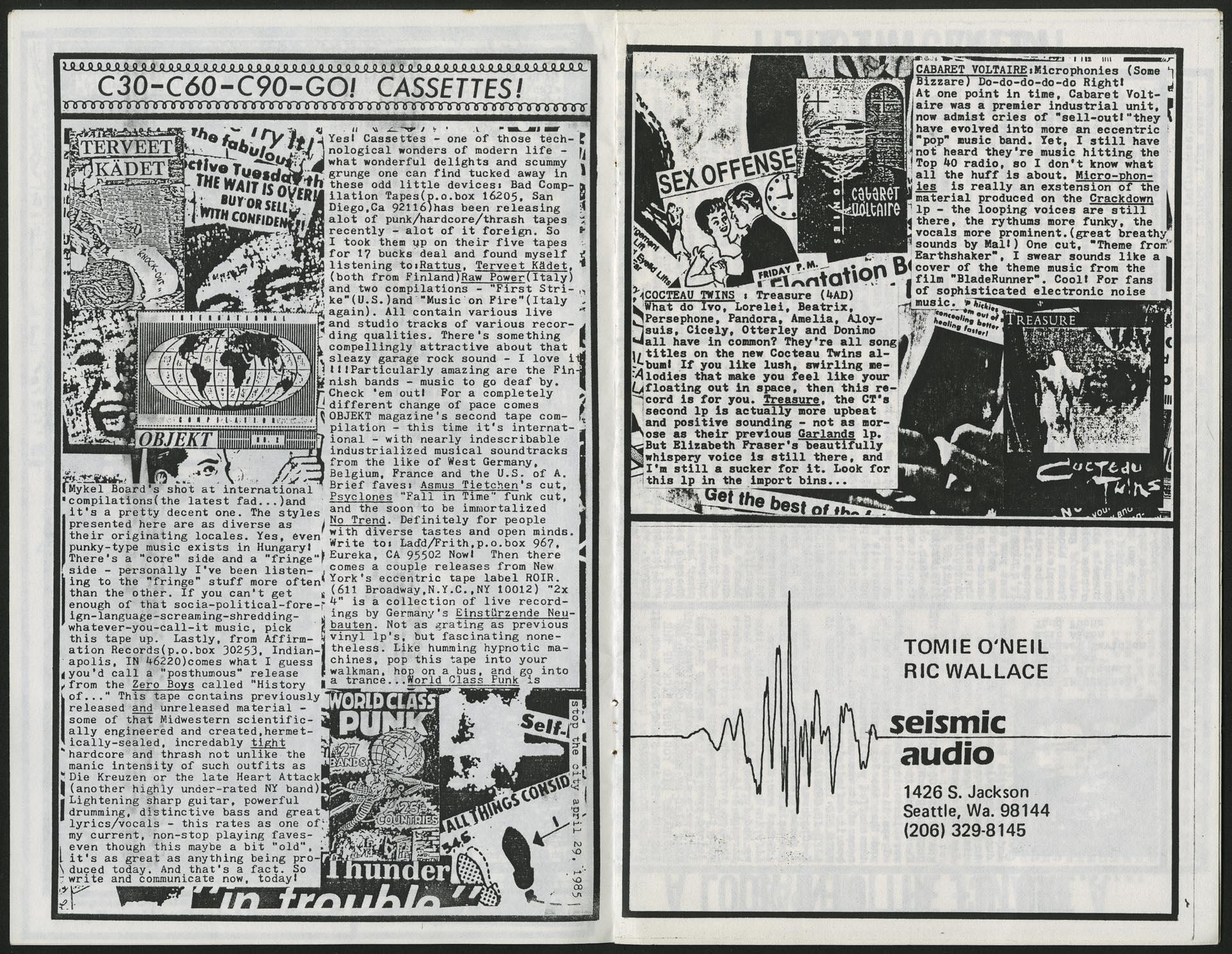 Image of Subcharge, news magazine of Rock Theatre, Seattle, February 1985