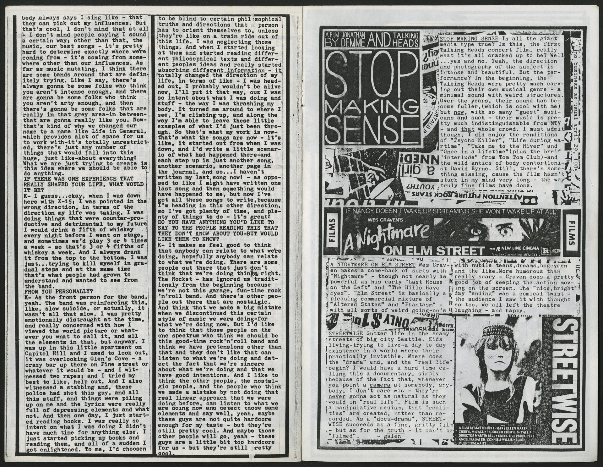Image of Subcharge, news magazine of Rock Theatre, Seattle, February 1985