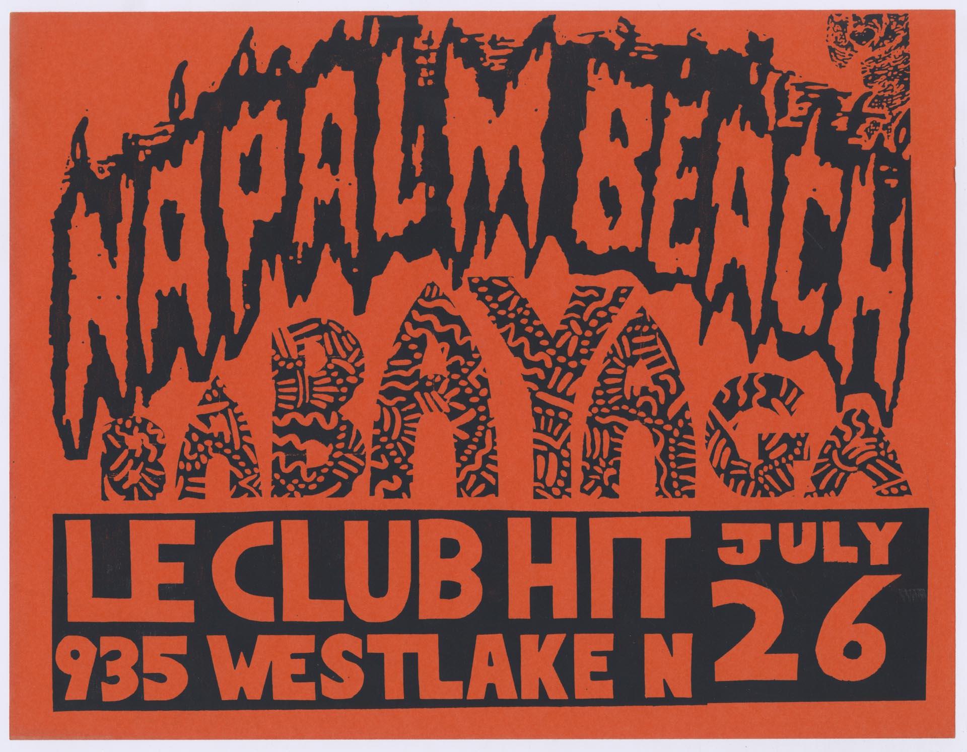 Image of Napalm Beach and Baba Yaga concert poster, July 26, 1985