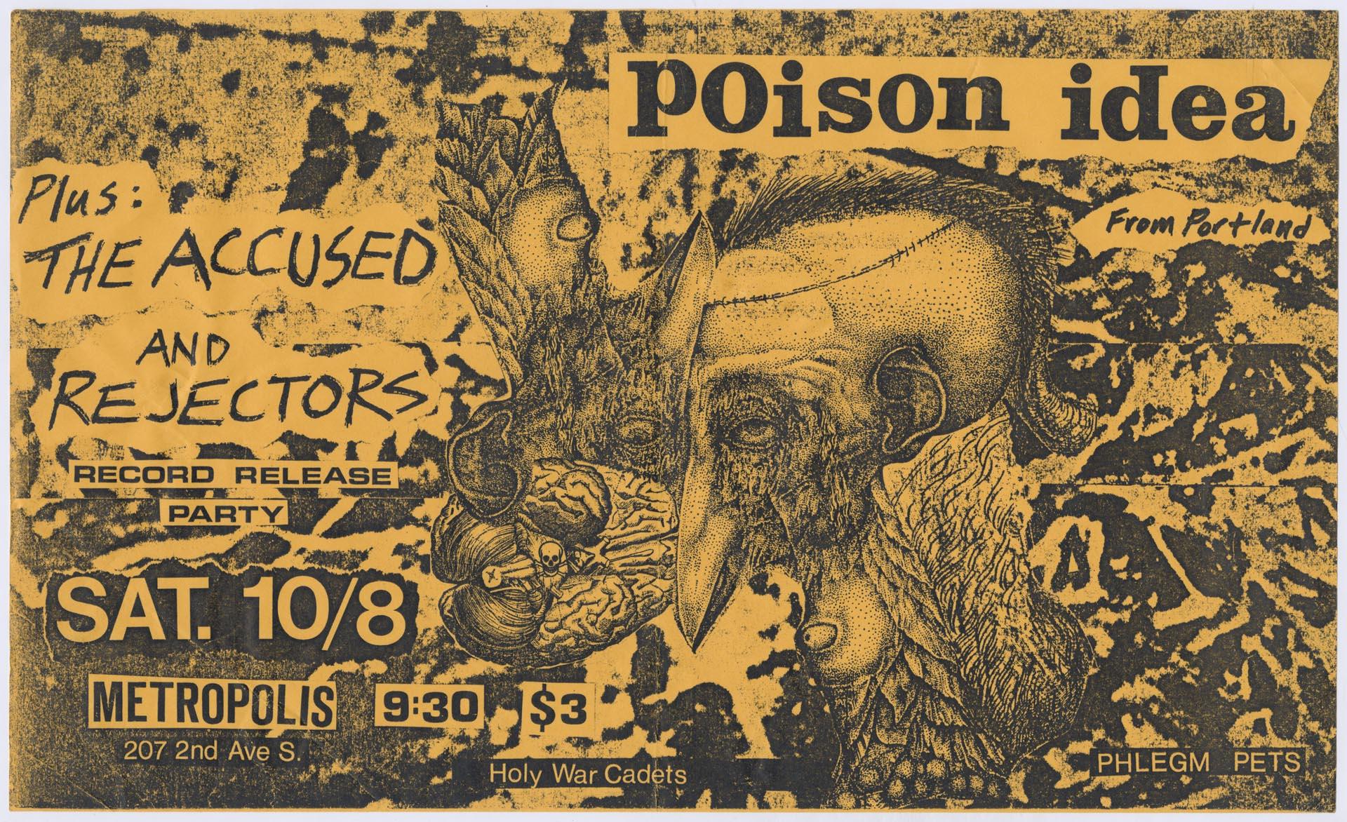 Image of Poison Idea, The Accused, and Rejectors concert poster, circa 1983