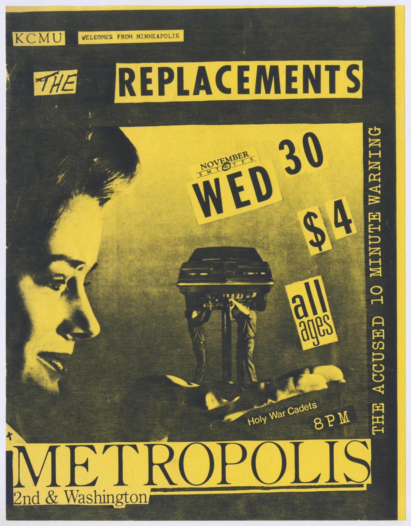 Image of Replacements, Accused, and 10 Minute Warning concert poster, November 30, 1983