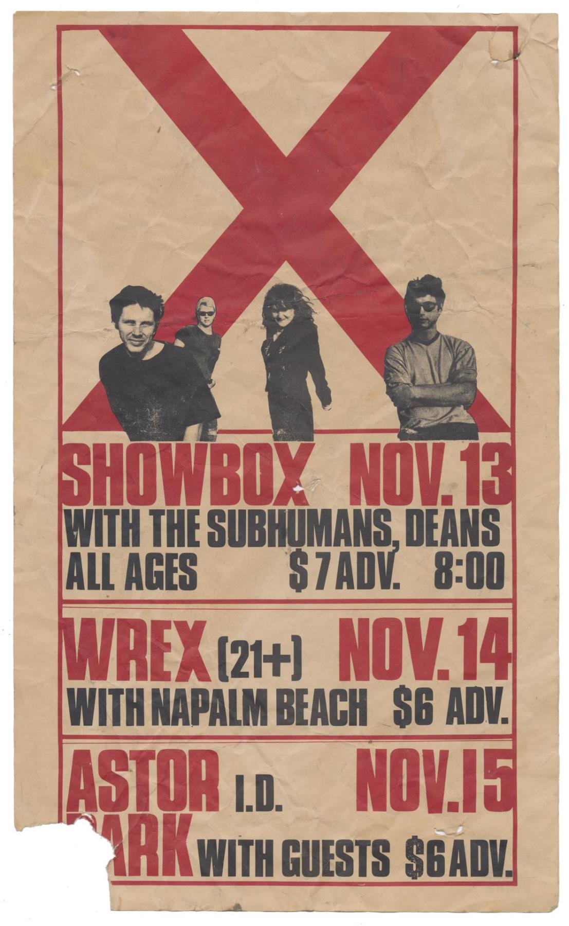 Image of X concert poster, November 13-15, 1981