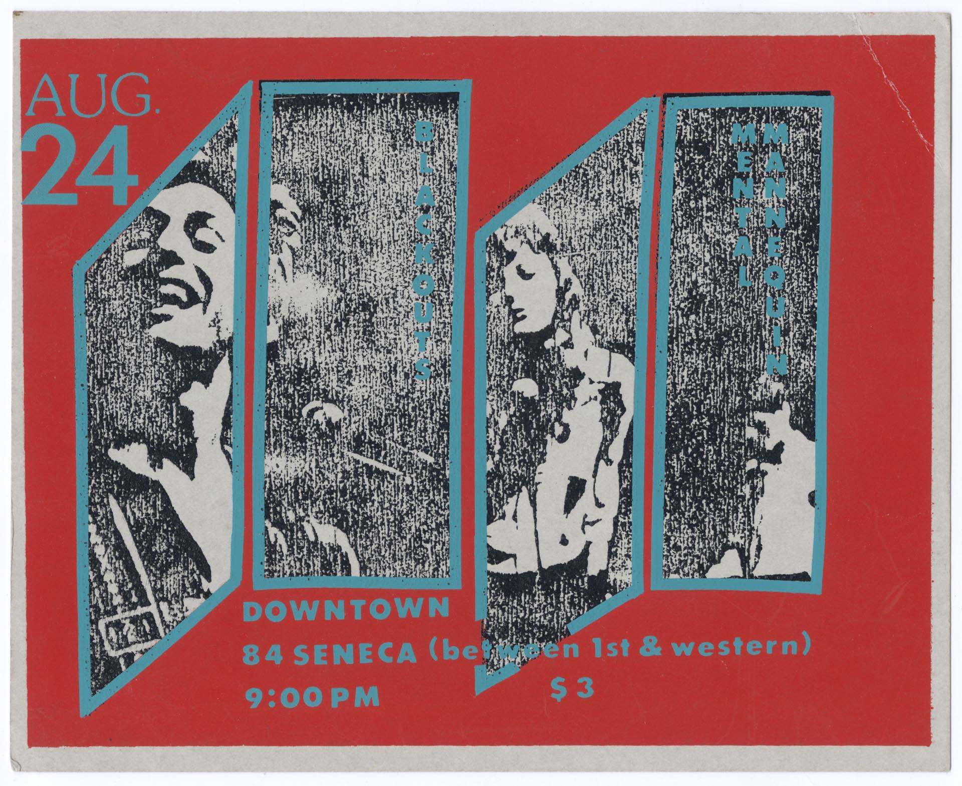 Image of Blackouts and Mental Mannequin concert flier, circa 1981