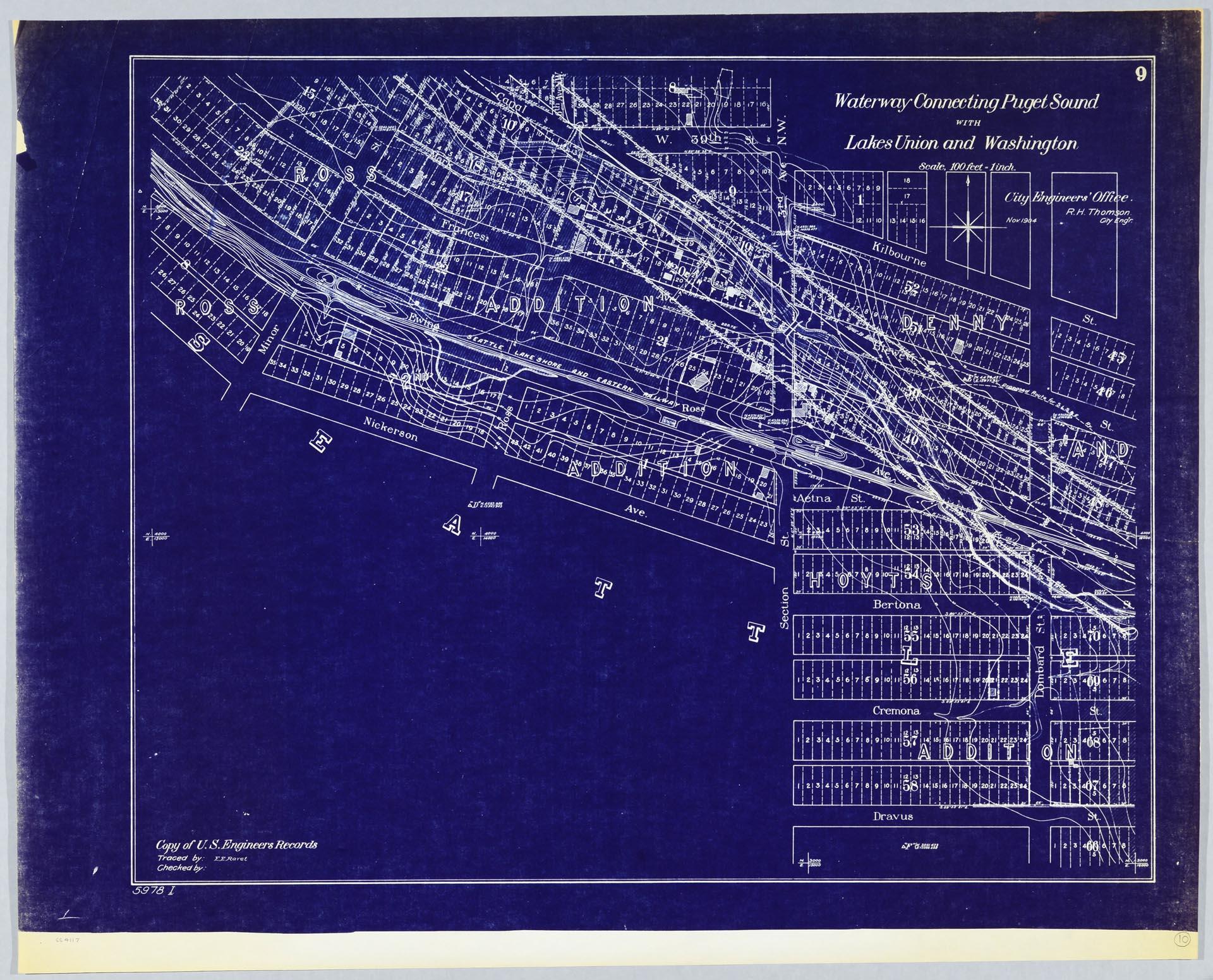 Image of Waterway Connecting Puget Sound with Lakes Union and Washington, sheet 9, November 1904