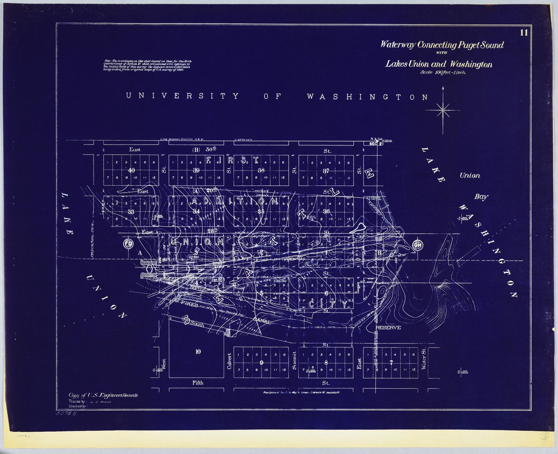 Image of Waterway Connecting Puget Sound with Lakes Union and Washington, sheet 11, circa 1905