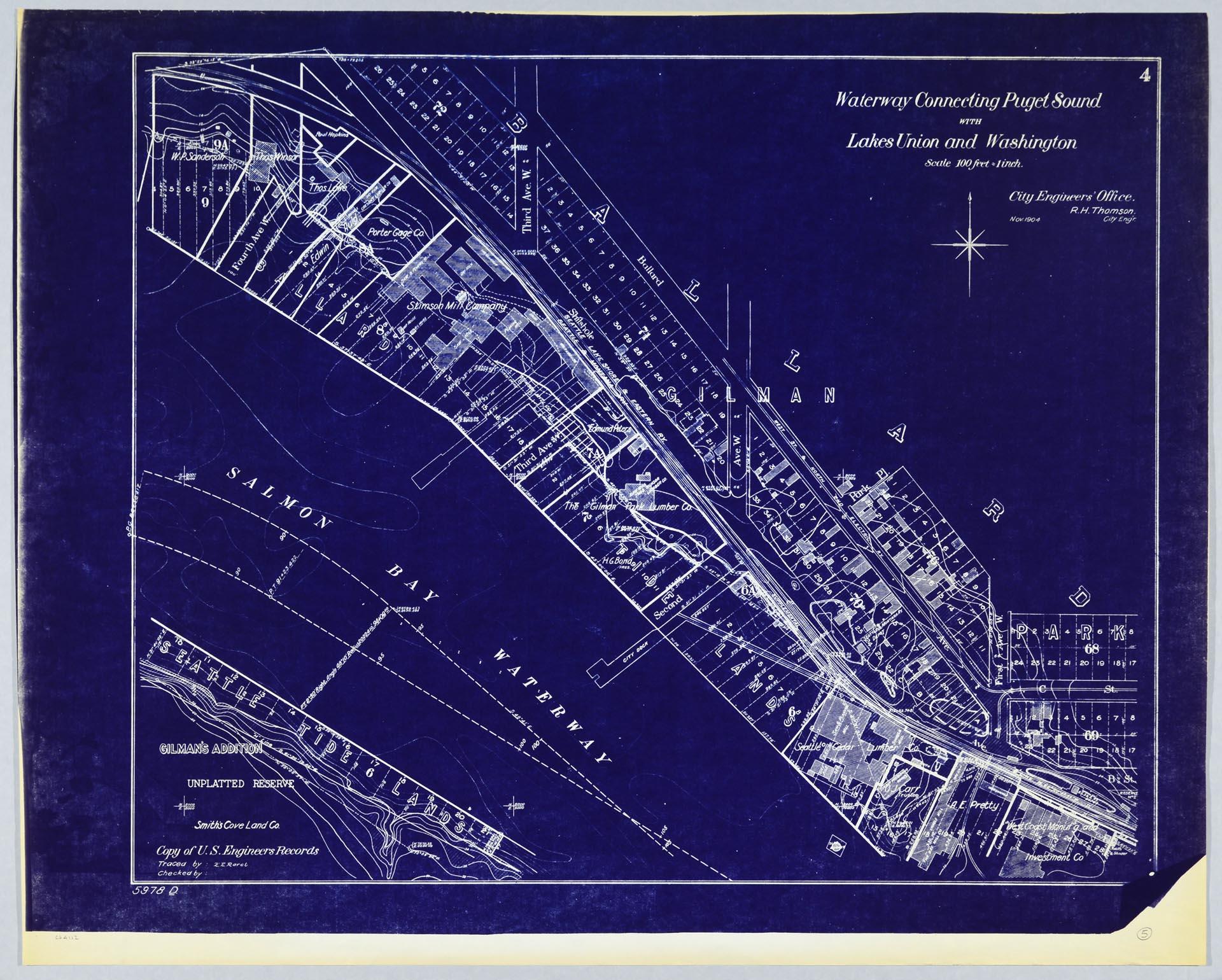 Image of Waterway Connecting Puget Sound with Lakes Union and Washington, sheet 4, November 1904