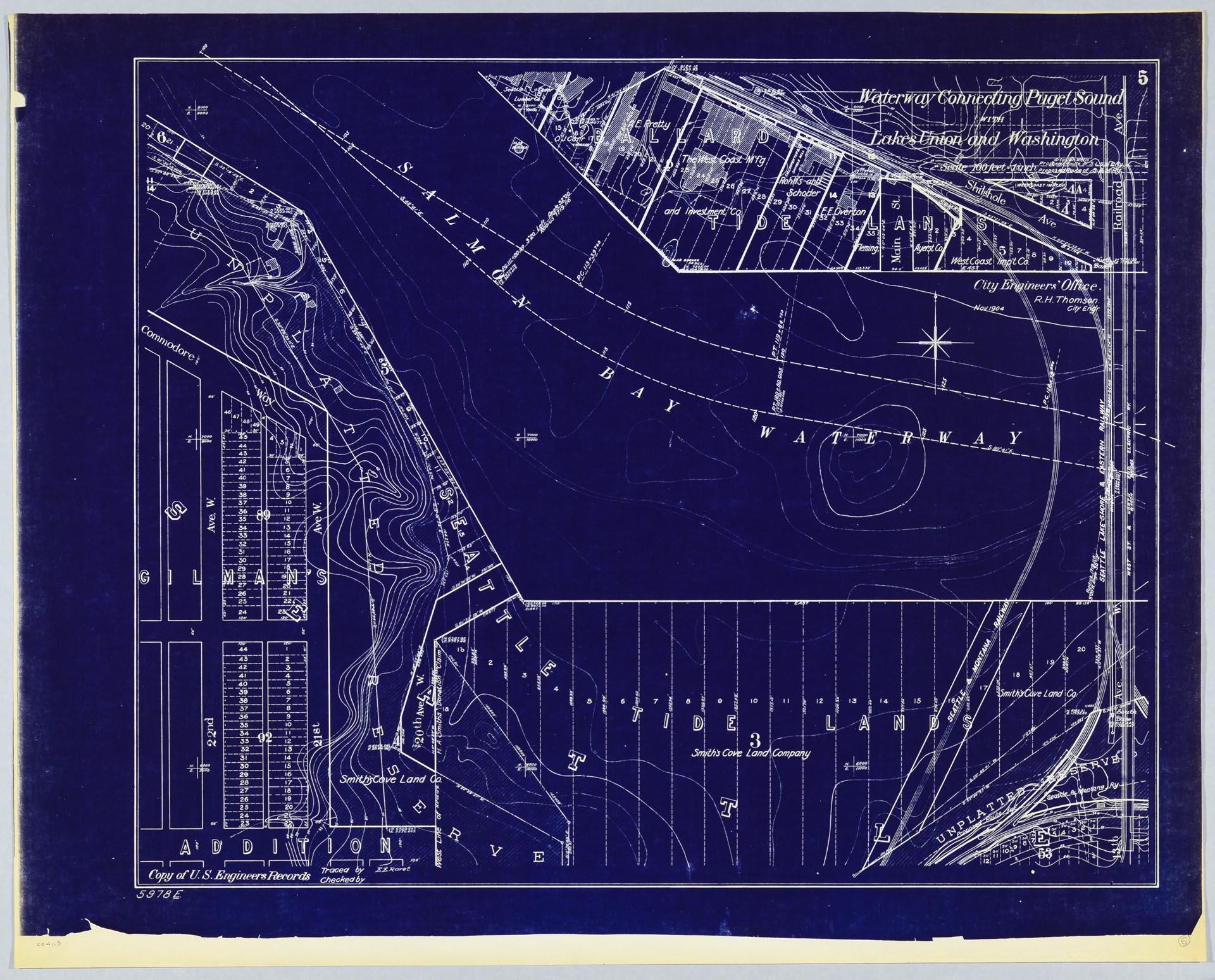 Image of Waterway Connecting Puget Sound with Lakes Union and Washington, sheet 5, November 1904