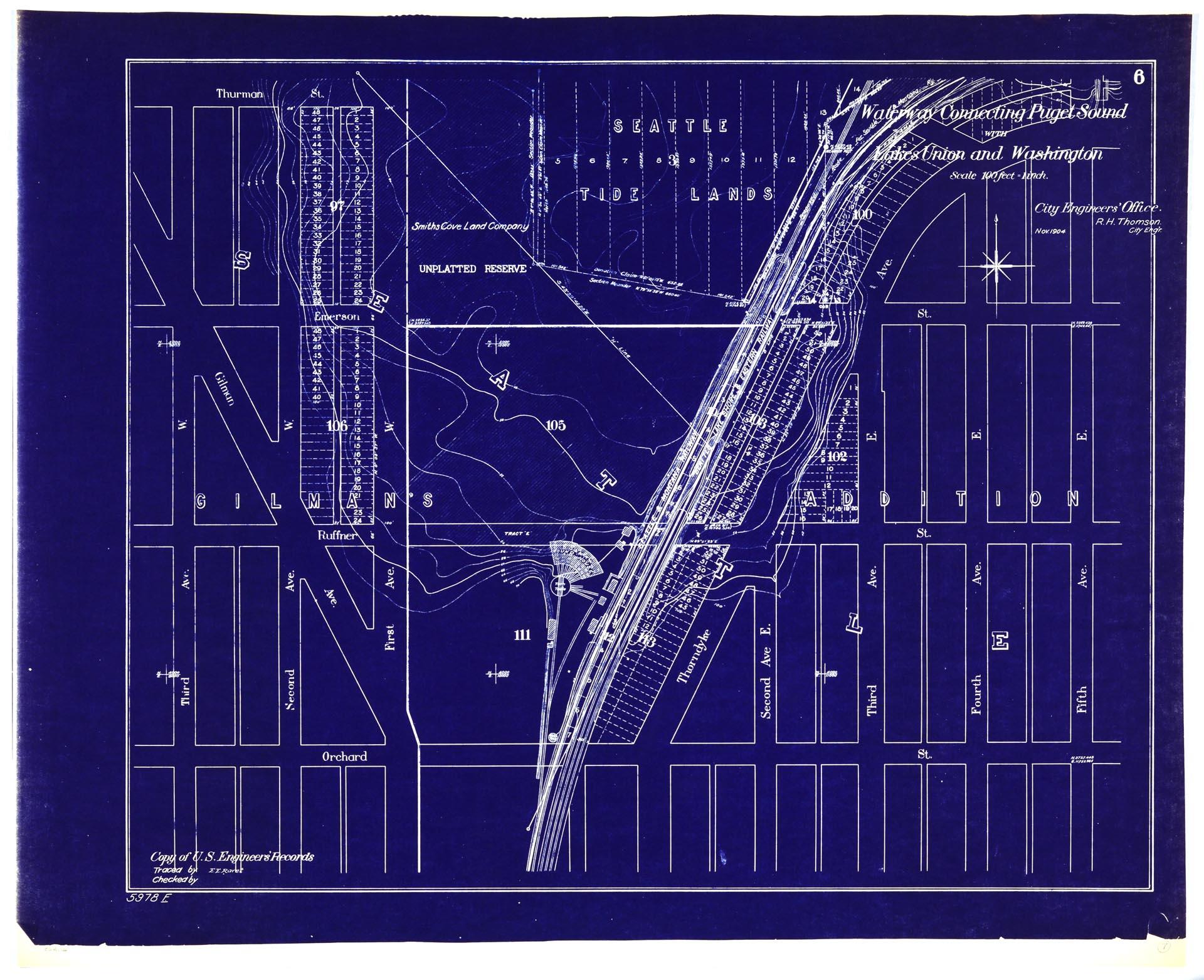Image of Waterway Connecting Puget Sound with Lakes Union and Washington, sheet 6, November 1904