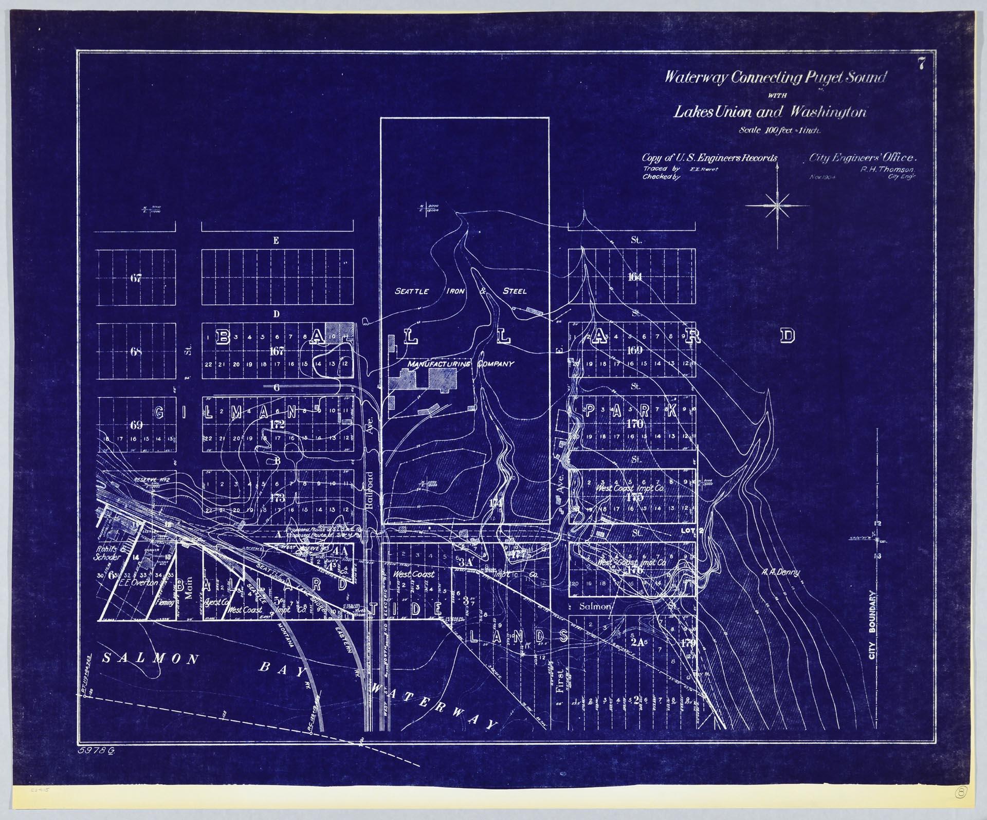 Image of Waterway Connecting Puget Sound with Lakes Union and Washington, sheet 7, November 1904