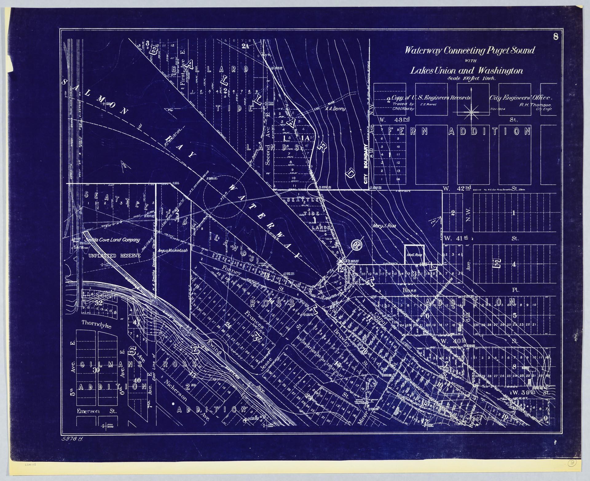 Image of Waterway Connecting Puget Sound with Lakes Union and Washington, sheet 8, November 1904