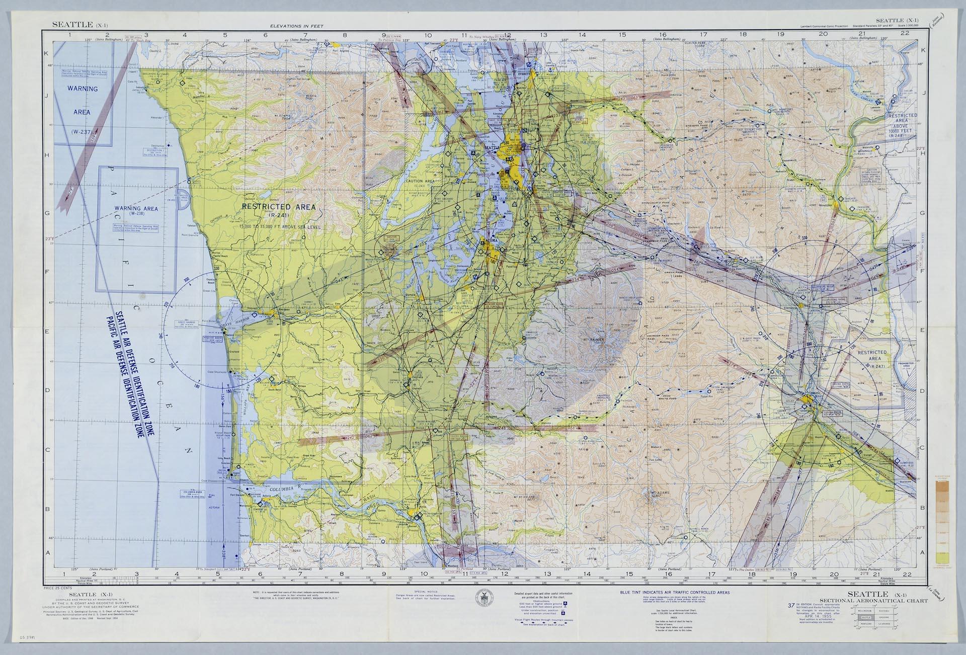 Image of Seattle (X-1) Sectional Aeronautical Chart, April 14, 1955